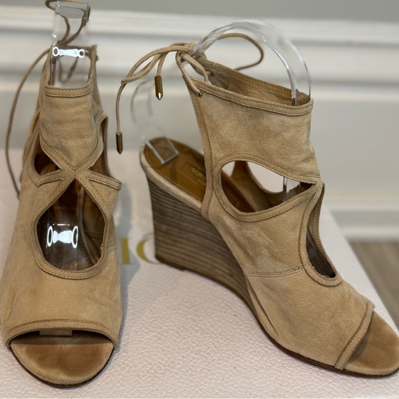 We Love Our Suede Aquazzura Sandals. This Is Barely Worn Light Suede With A Heel - Picture 4 of 9